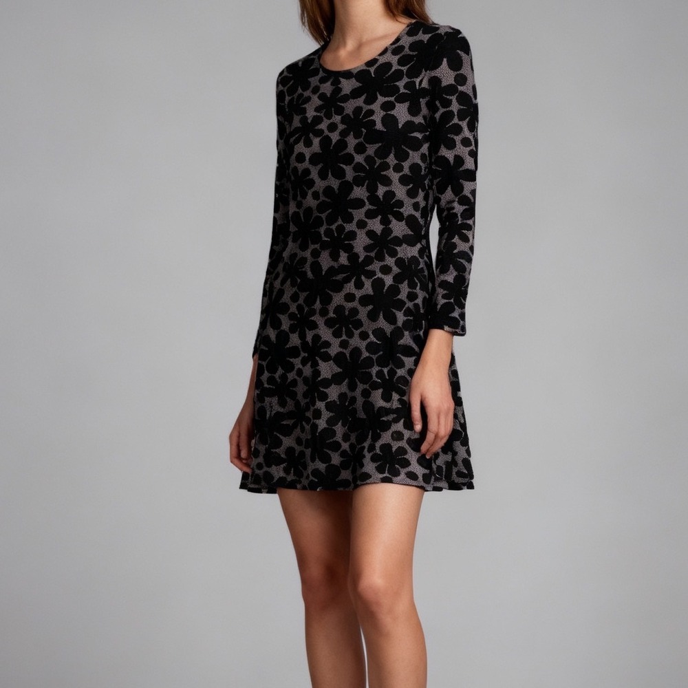 Mojo Vintage Groovy Floral Mini Dress Jersey Knit A-Line size Small‎